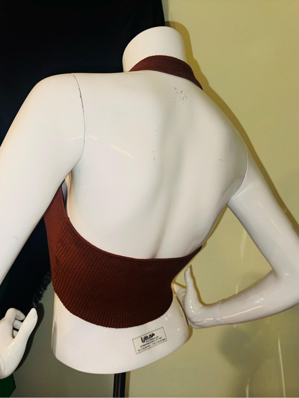 👑 Size Small SHEIN Ribbed Halter Crop Top - Rust Brown - Picture 7 of 8